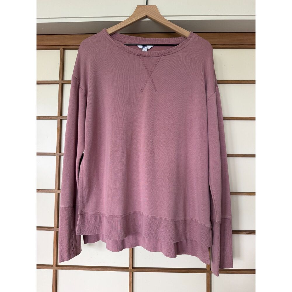 JoyLab Mauve Crewneck Sweatshirt Large Thumbholes High Low Side Slit Pullover